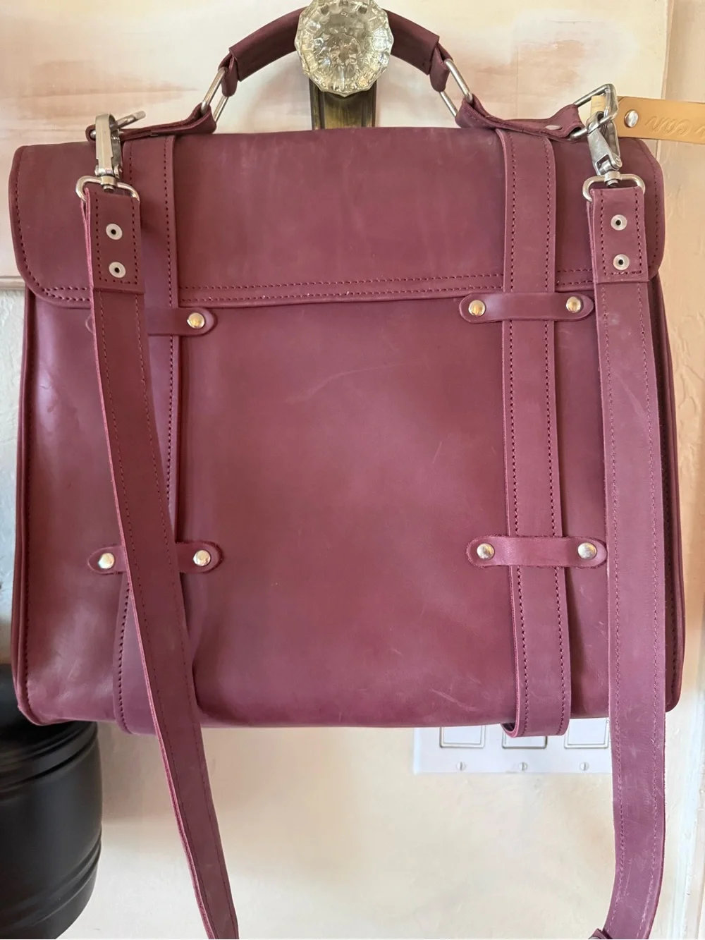 Pikore- Leather computer bag, satchel, crossbody color Plum